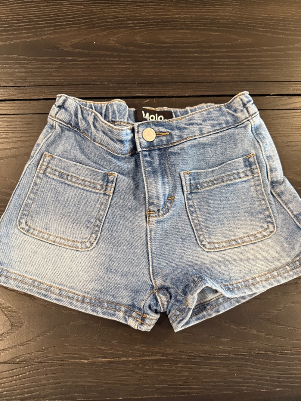 Molo Light Wash Denim High-Waist Shorts